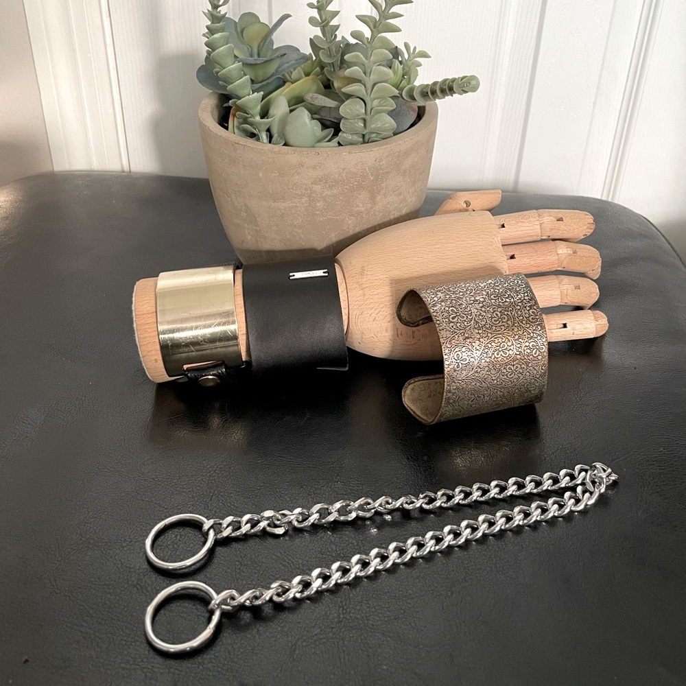 🎯Bundle lot bangle wide tick rock boho punk metallic plaqe chain key chunky vntg